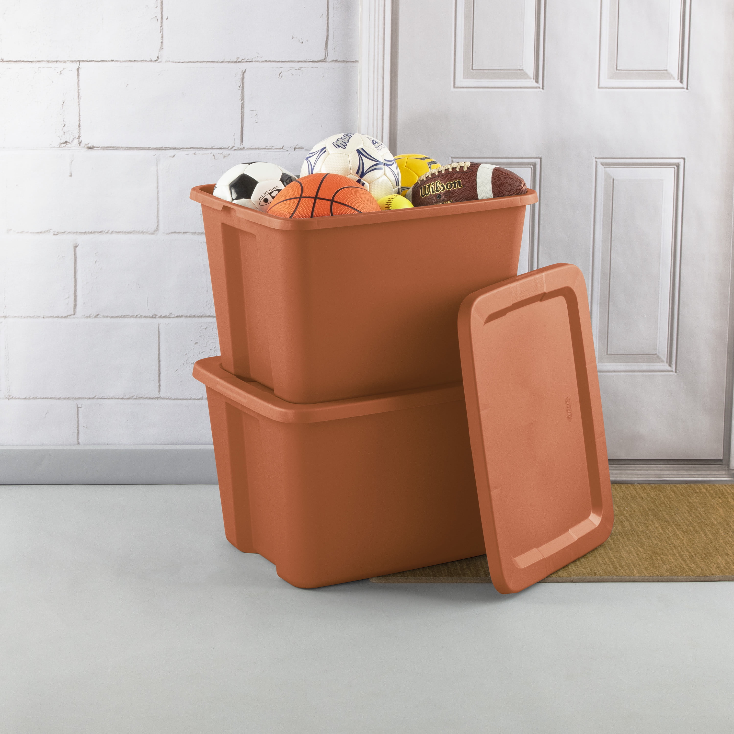 Sterilite 18 Gallon Tote Box Plastic, Gray, Set of 8