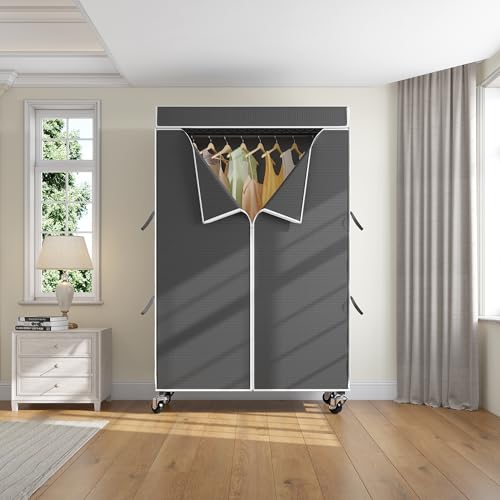 VIPEK R2C Medium Rolling Garment Rack with Cover Heavy Duty Clothes Rack Adjustable Clothing Rack for Hanging Clothes Portable Closets with Double