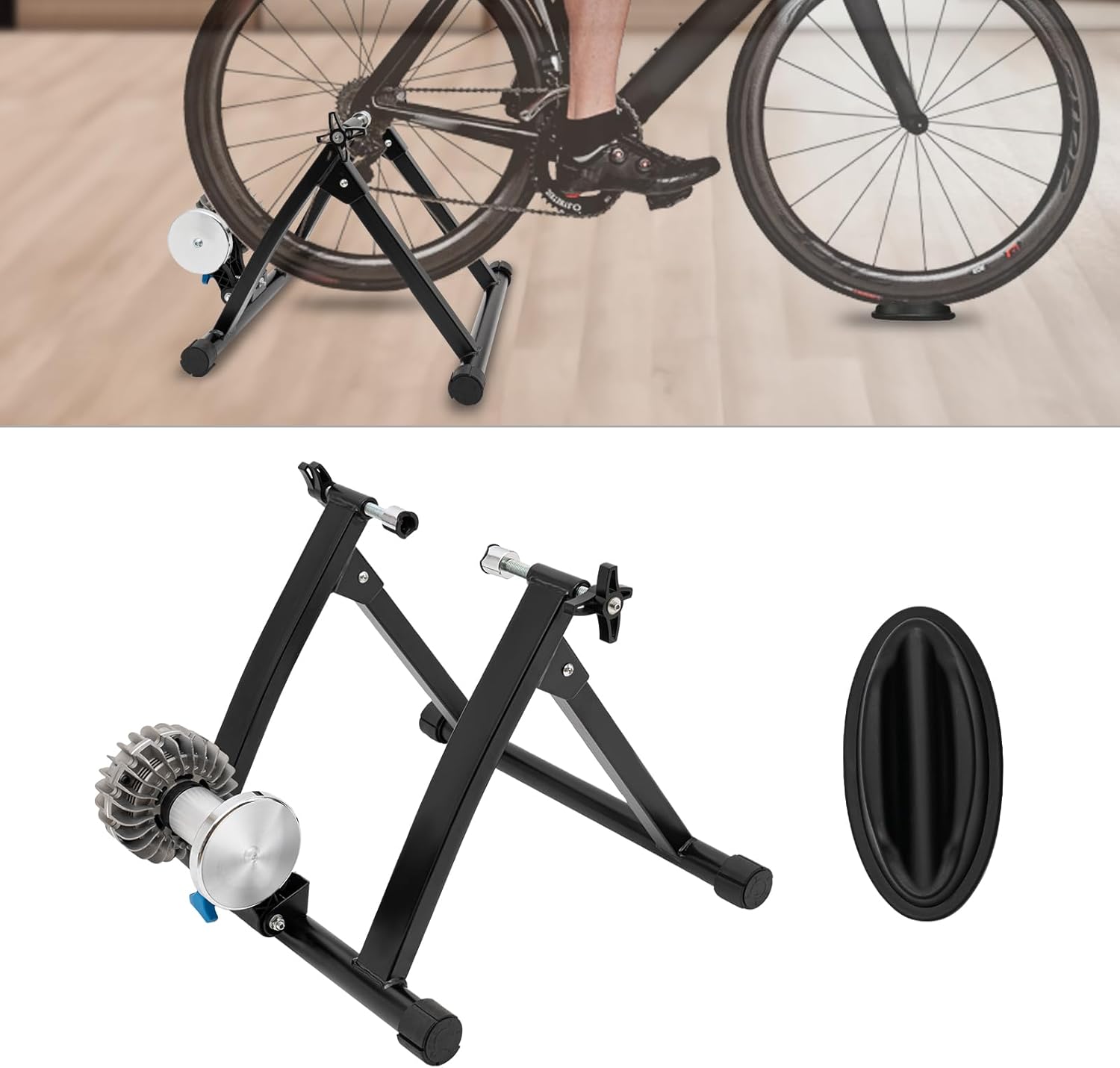 Indoor Bike Trainer Stand Magnetic Stationary Bike Stand for 26-29" & 700C Wheels Portable Indoor Bike Trainer for Indoor Riding with Quick Release