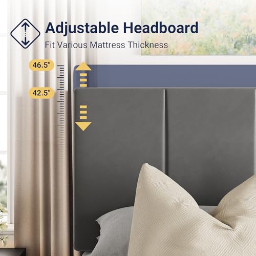 Allewie Queen Size Velvet Lift Up Storage Bed Frame, Vertical Channel Tufted Headboard, Hydrualic Underneath Storage, Upholstered Platform Bed