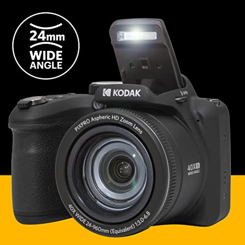 KODAK PIXPRO AZ405-BK 20MP Digital Camera 40X Optical Zoom 24mm Wide Angle Lens Optical Image Stabilization 1080P Full HD Video 3" LCD Vlogging