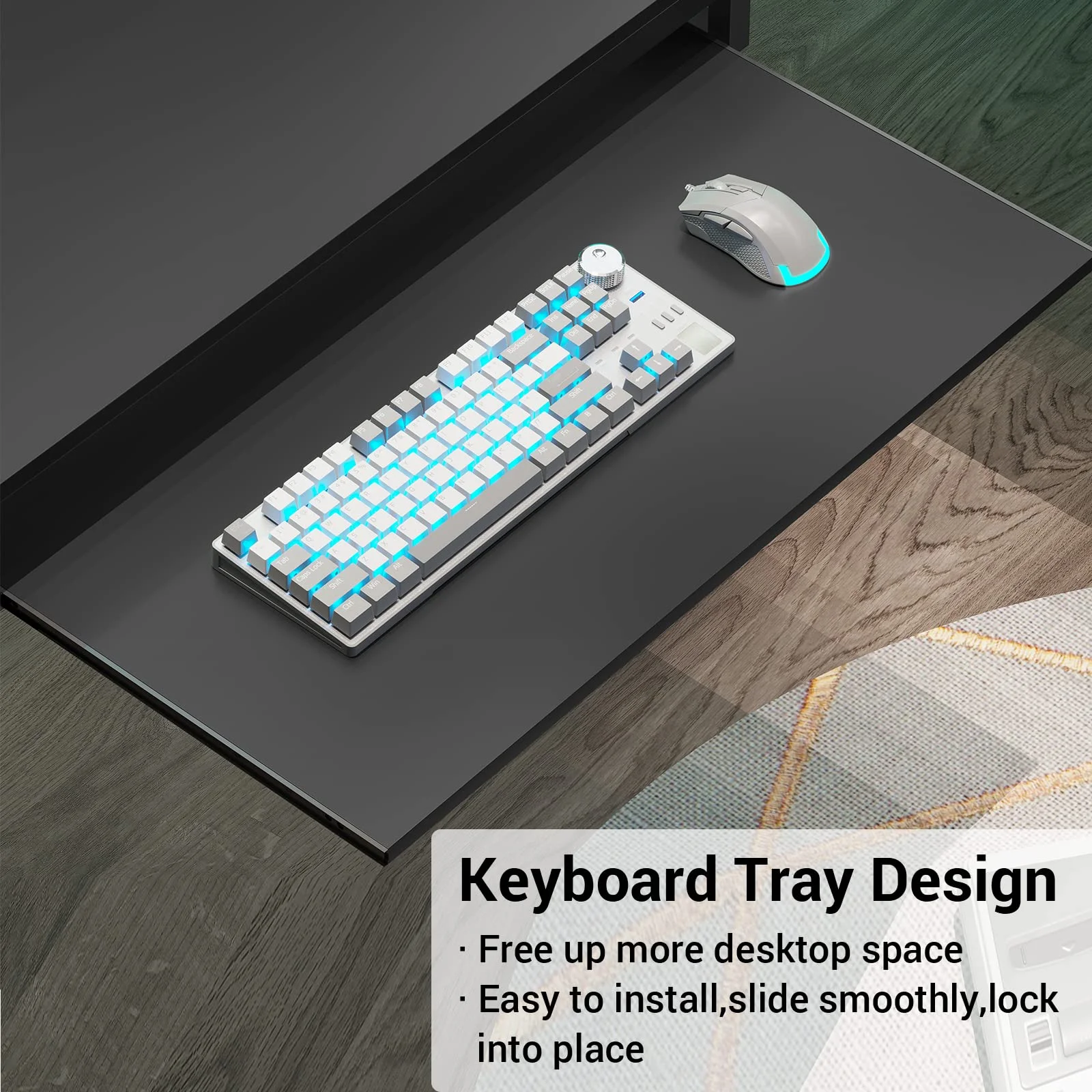 SEDETA L Shaped Gaming Desk, Reversible Computer Desk, Gaming Desk with Power Outlets and LED Strip, Keyboard Tray, Pegboard and Storage Shelves
