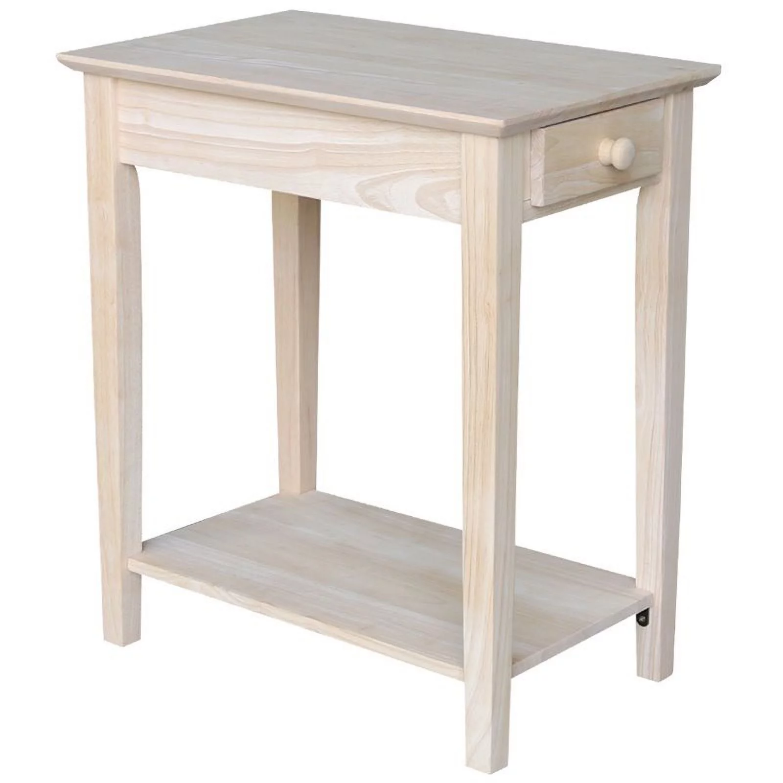 Pemberly Row 1 Drawer Transitional Wood Narrow End Table in Natural