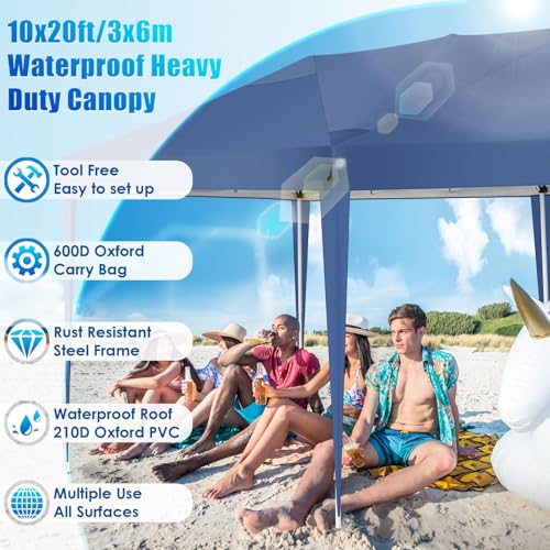 COBIZI Canopy 10x20 Pop Up Canopy Tent with 6 Sidewalls Party Tents for Parties Weddings Backyard Waterproof Canopy Outdoor Commercial Canopy Event