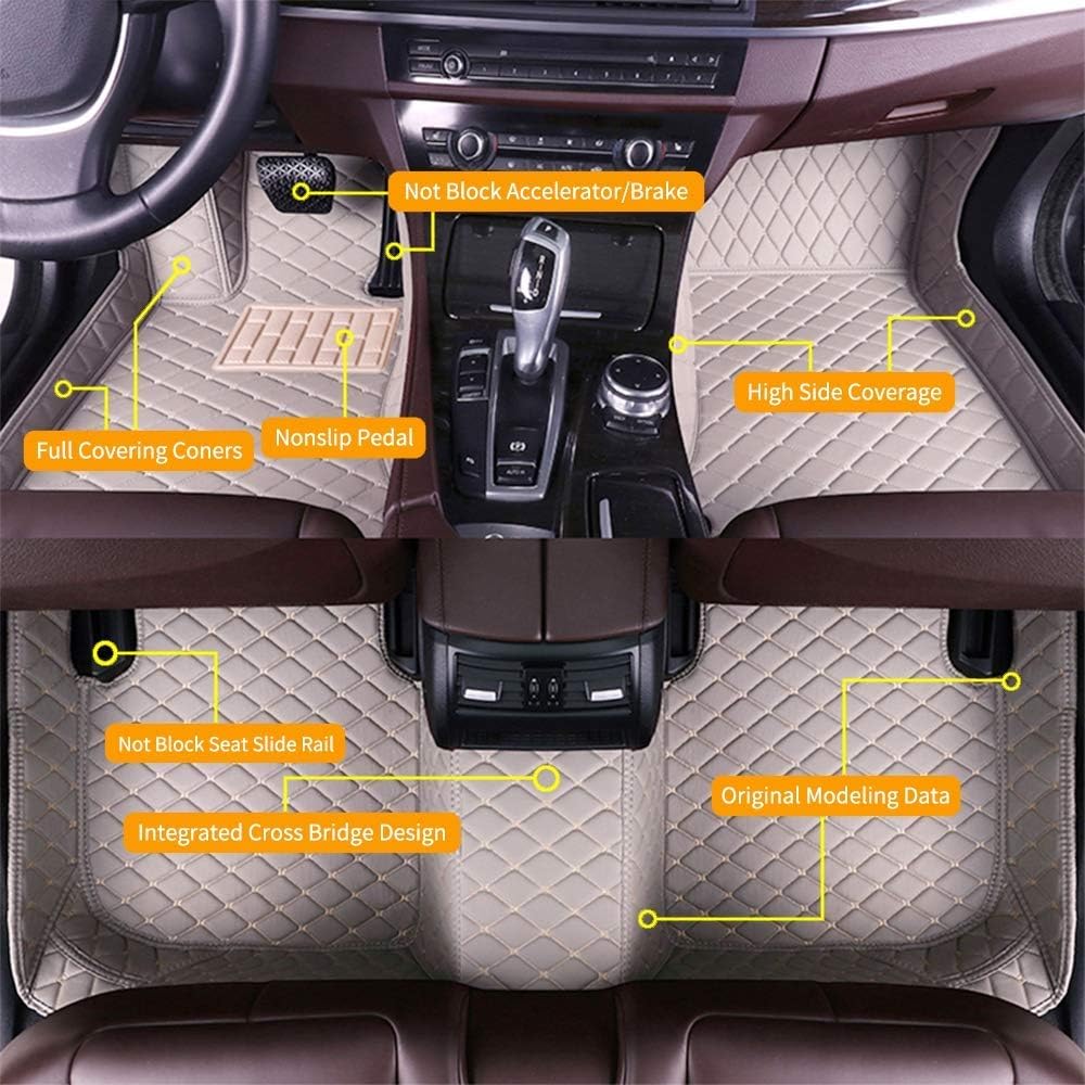 Custom Car Floor Mats for Lexus RX270 RX350 RX330 2007-2015 Waterproof Anti-Skid Luxury Leather Full Coverage Liner Front ＆ Rear Mat/Set Beige