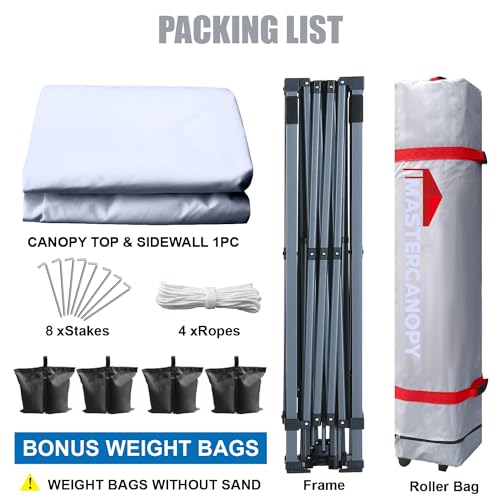 MASTERCANOPY Durable Pop-up Canopy Tent with 1 Sidewall (10'x10',White)