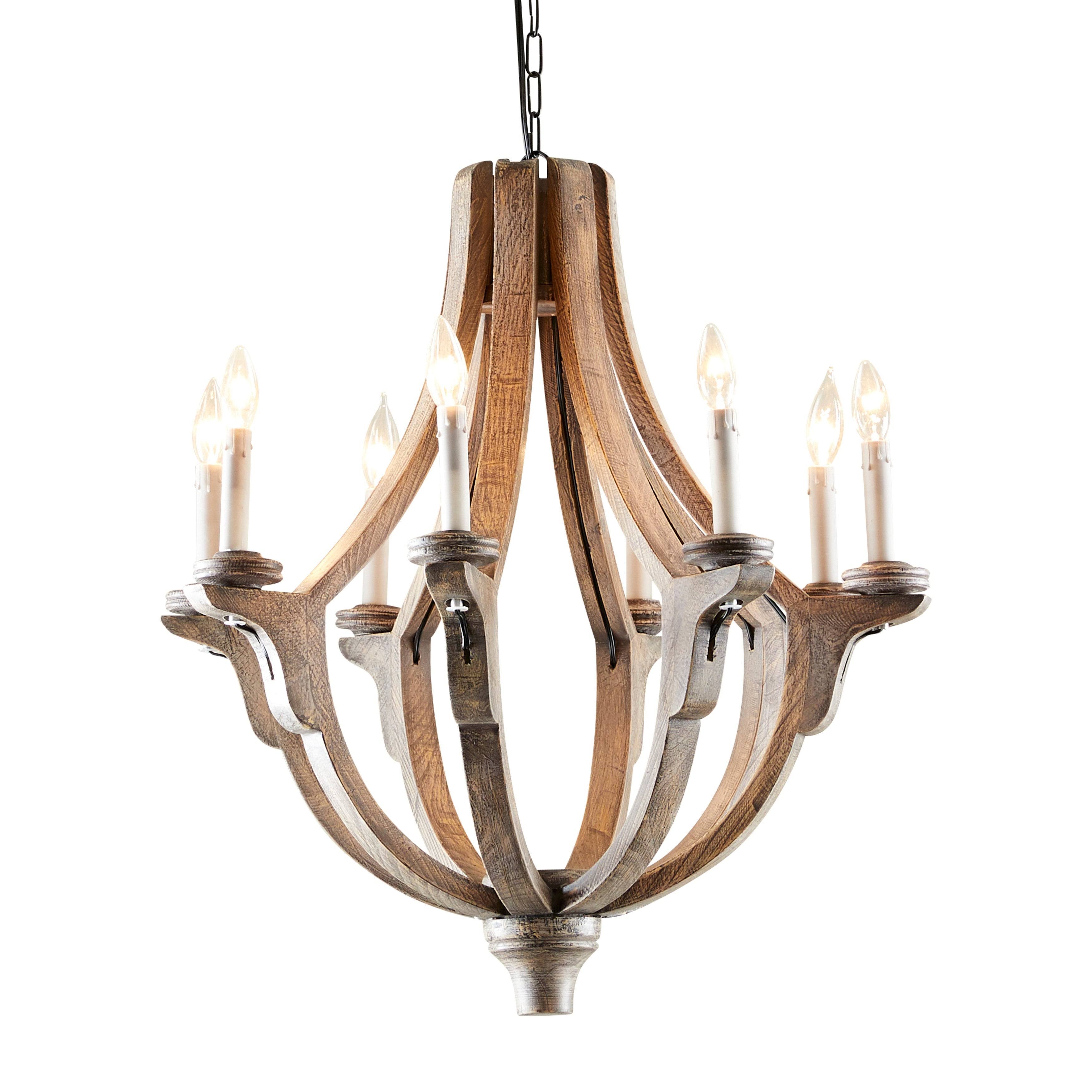 Brown Wood Rustic Candle Chandelier, 28 x 25 x 25 - 42620