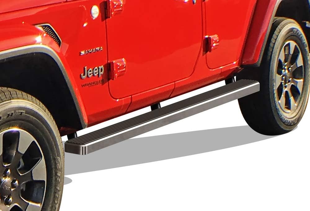 APS iBoard Running Boards 6 inches Matte Black Compatible with Jeep Wrangler JL 2018-2022 4-Door (Factory sidesteps or Rock Rails Have to be Removed)