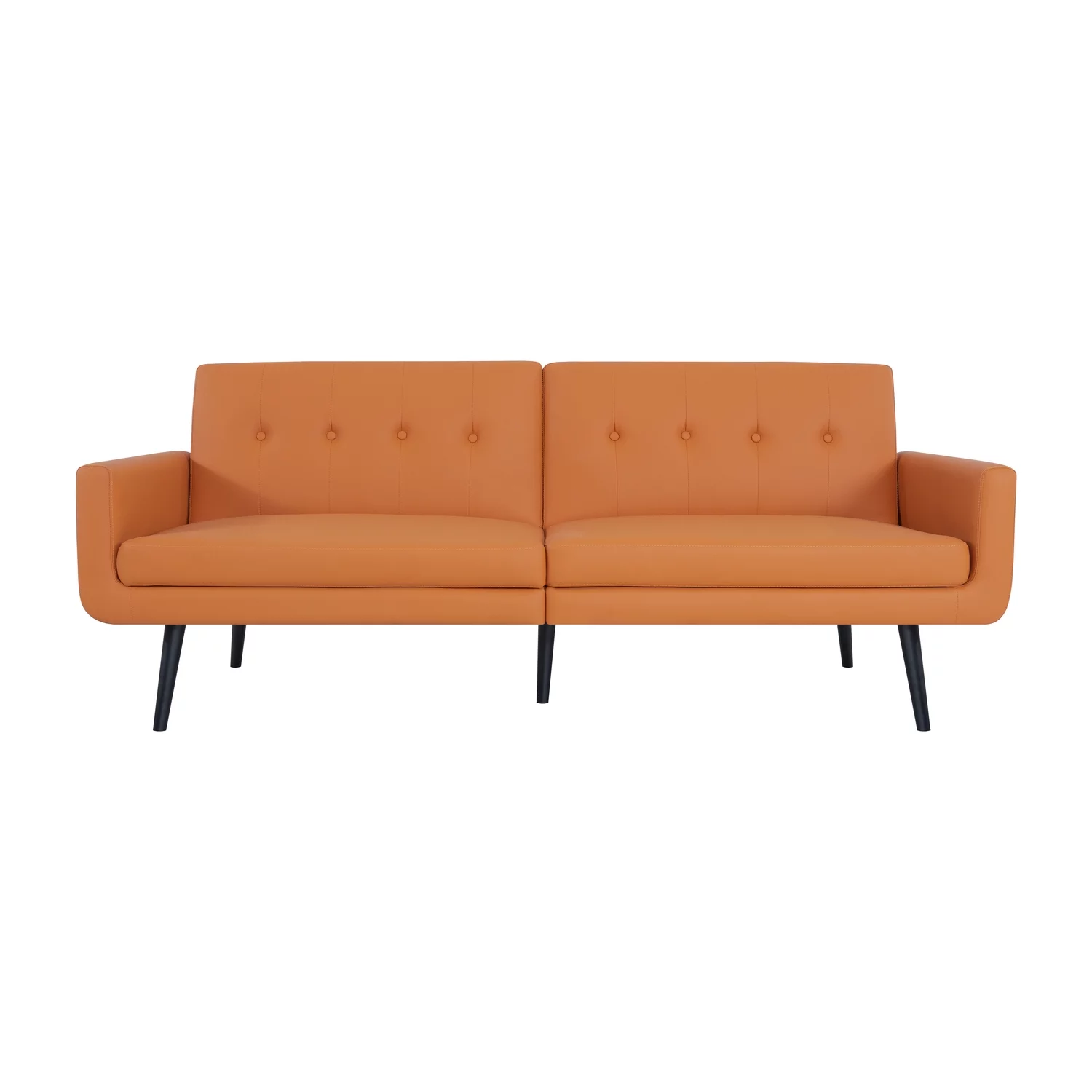 Naomi Home Monica Mid Century Style Futon Sofa Bed-Color:Caramel,Material:Air Leather