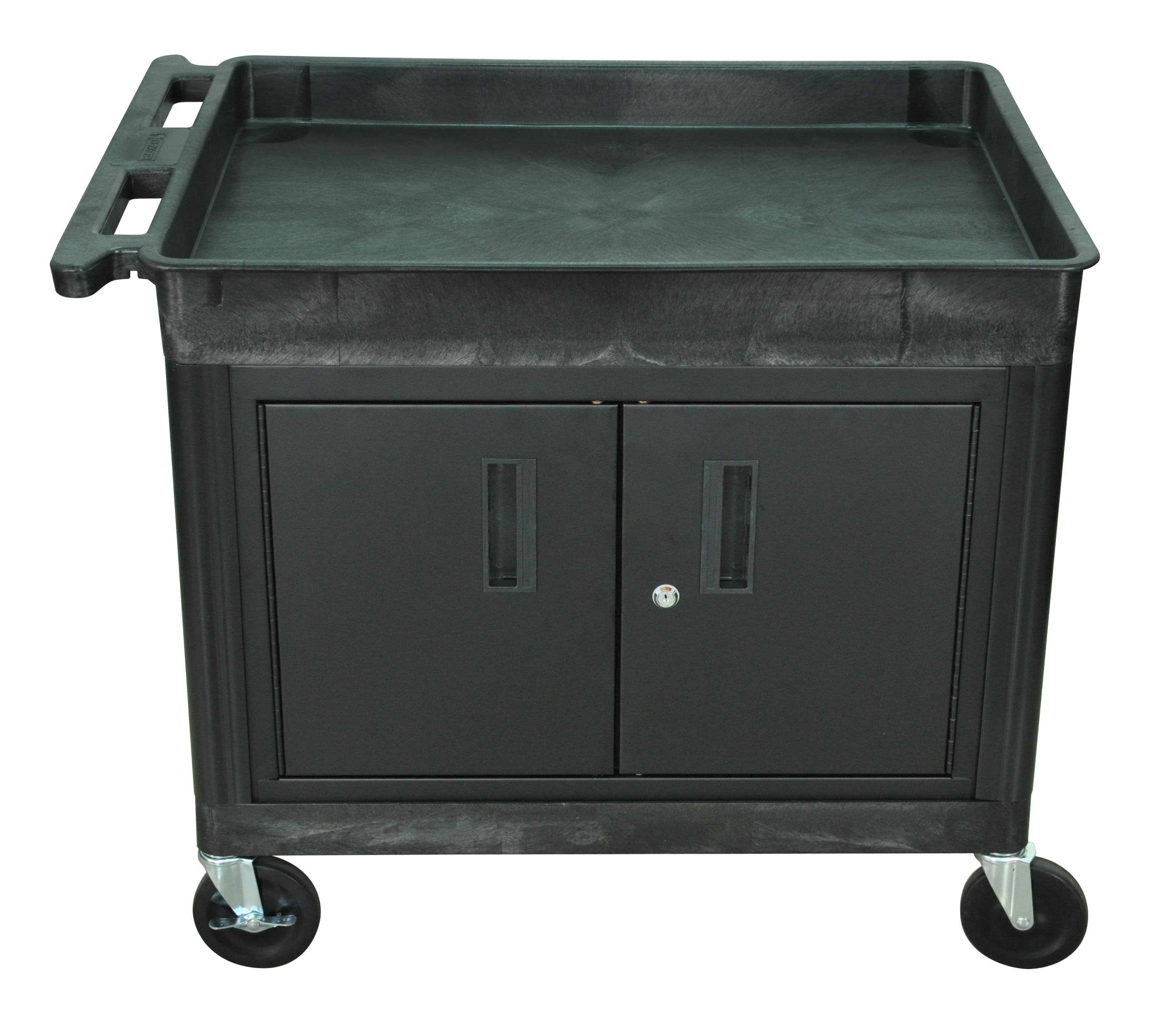 Luxor TC12C-B Tub Top Shelf Utility Cart with Cabinet