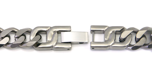 Titanium Kay Italian Cut Men's Solid Titanium 10MM Curb Matte Finish Chrome Color Link Bracelet 8.5"