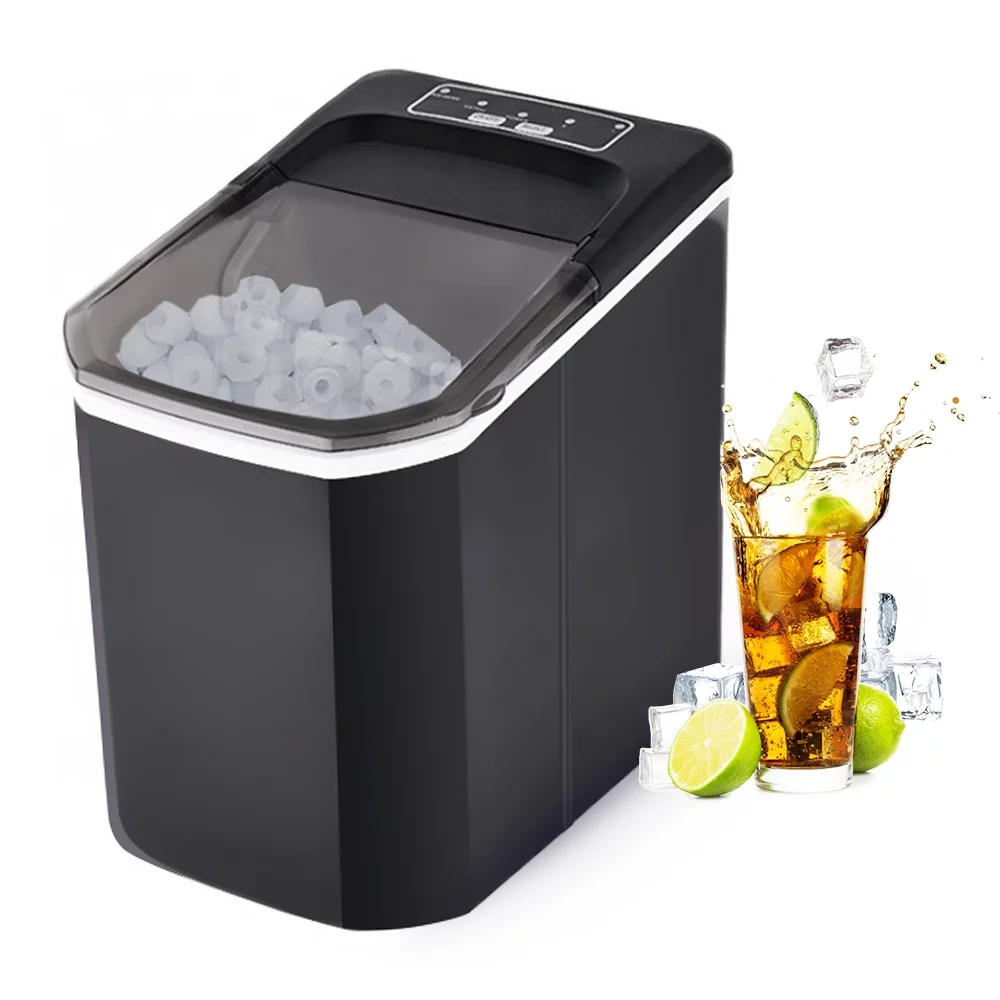Walmeck Countertop Ice Maker, 10Cubes Ready in 6 Mins, 26lbs in 24Hrs, Self-Cleaning Ice Machine with Ice  and Basket