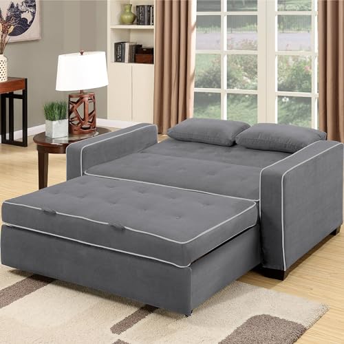 Serta Ainsley 72.6" Convertible Sleeper Sofa, Queen Size, Dreamcoil Comfort, Soft Velvet Fabric, Navy