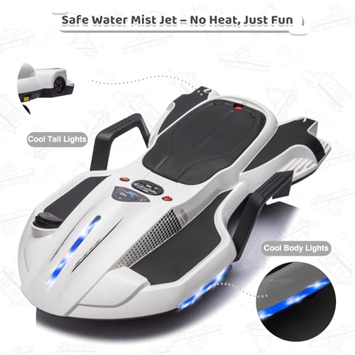 Dockey 24V Electric Ride On Toy for Kids Ages 6 & Up, High Power Drift Cart with Side Handlebars, Cool LED Lights & Music - Crazy Cart (White)