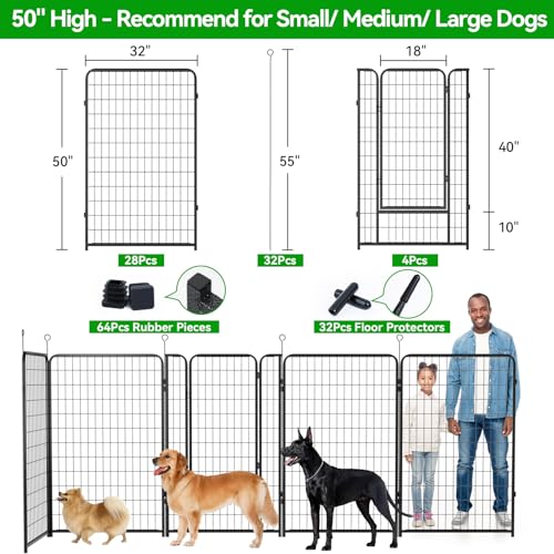 Dog Playpen Outdoor Extra Wide 12 Panels Heavy Duty Anti-Rust Coating-Strengthened Dog Fence 40" Height with Doors Portable for RV Camping Yard
