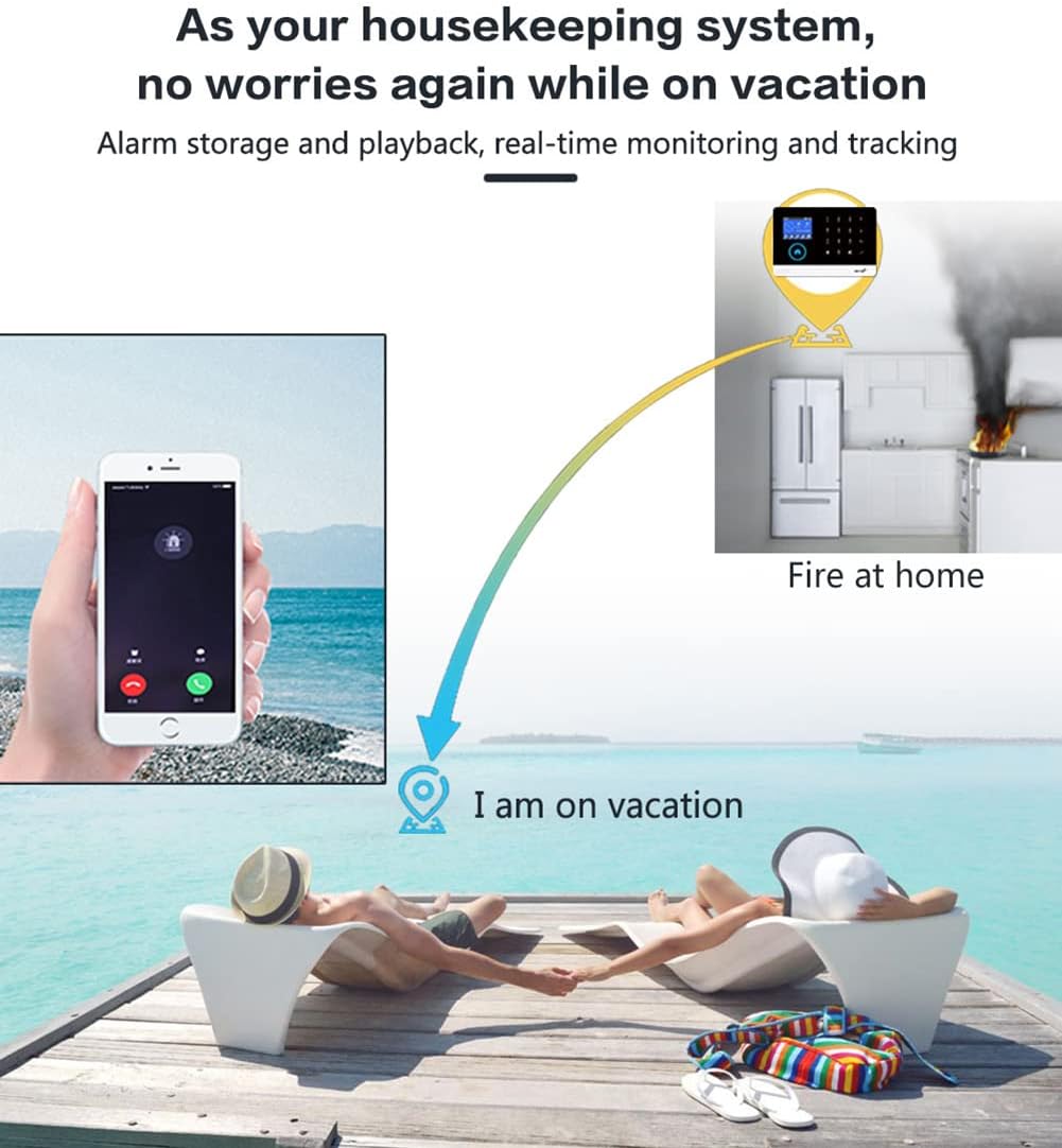 Wireless WiFi Smart Home Security DIY Alarm System DIY Home Wi-Fi Alarm Kit with Motion Detector,Notifications with app,Door/Window Sensor, Siren