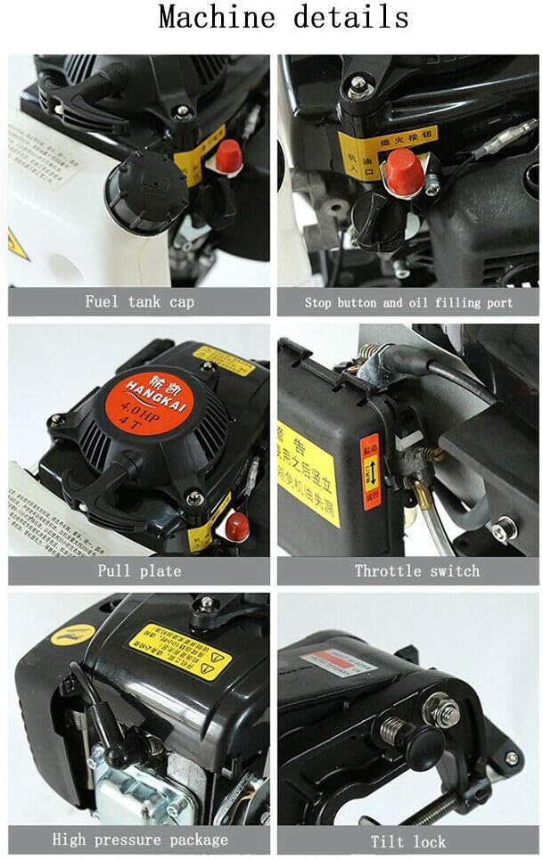 Boat Engine, 4HP 4 Stroke 55CC Outboard Motor Wind Cooling Tiller Control Outboard Motor CDI Ignition System Fishing Boat Engine