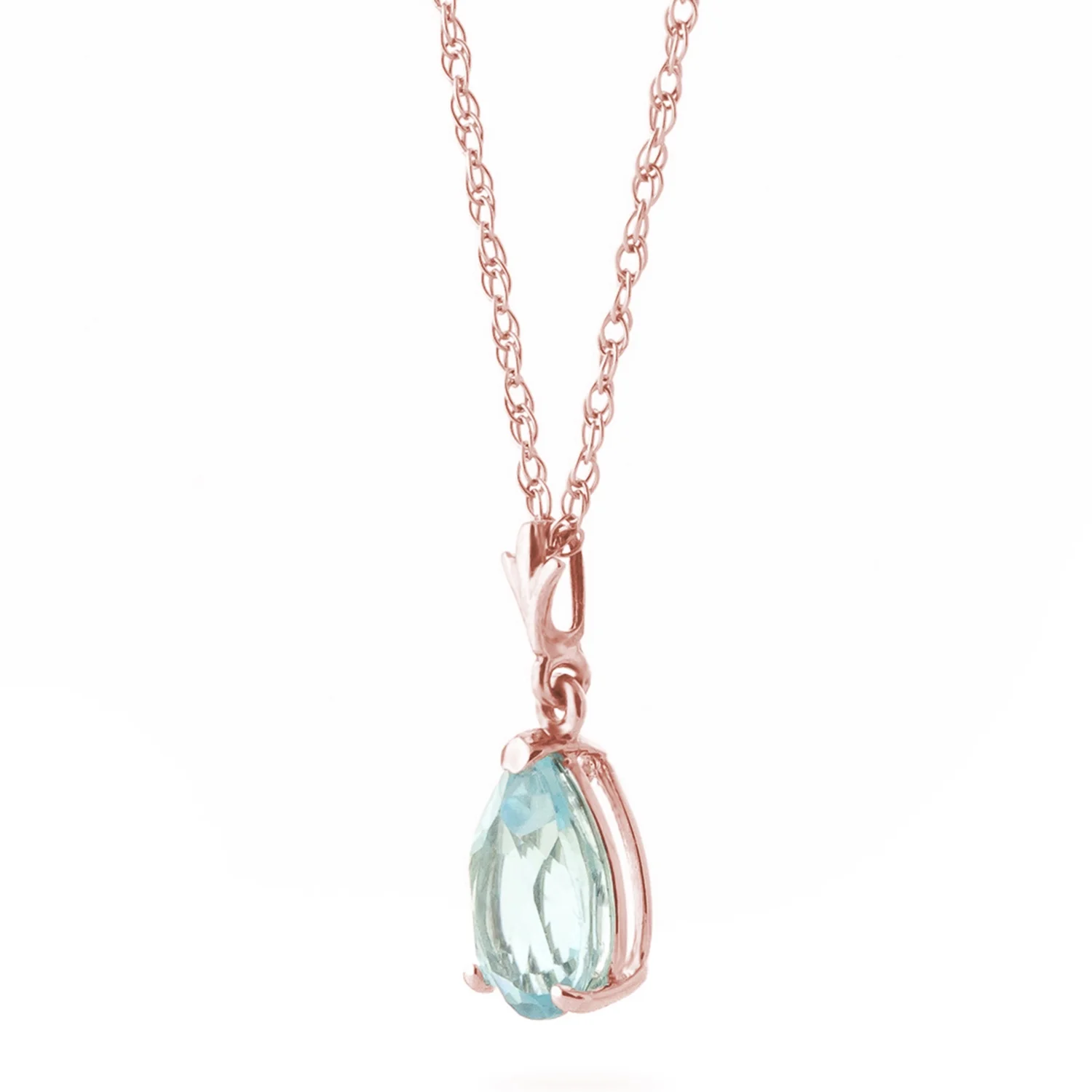 Galaxy Gold 14k 22" Rose Gold Pear-shaped Aquamarine Drop Pendant Necklace