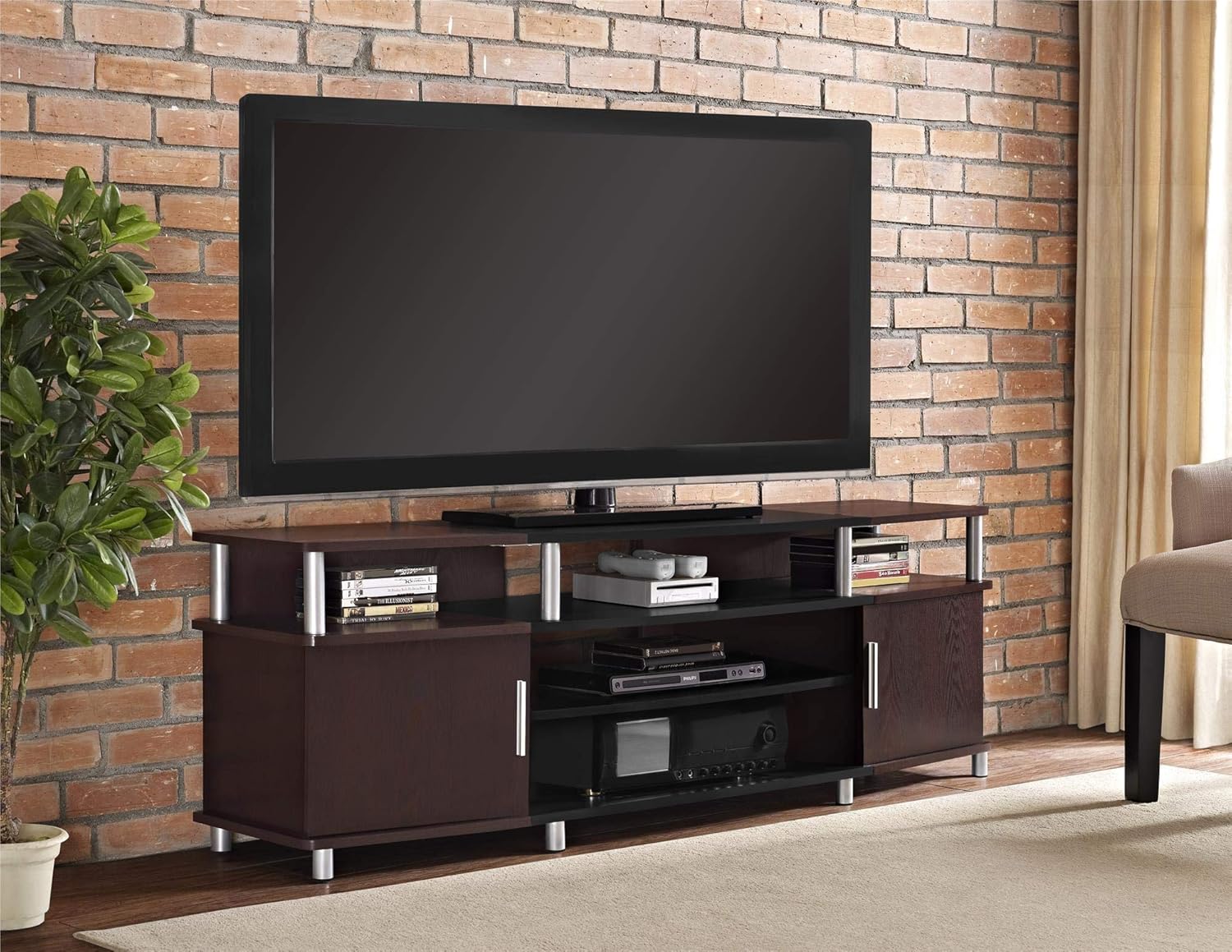 Ameriwood Home Carson Electric Fireplace TV Console for TVs up to 70,  Cherry