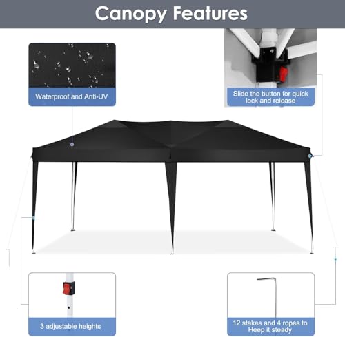 COBIZI Canopy 10x20 Pop Up Canopy Tent with 6 Sidewalls Party Tents for Parties Weddings Backyard Waterproof Canopy Outdoor Commercial Canopy Event
