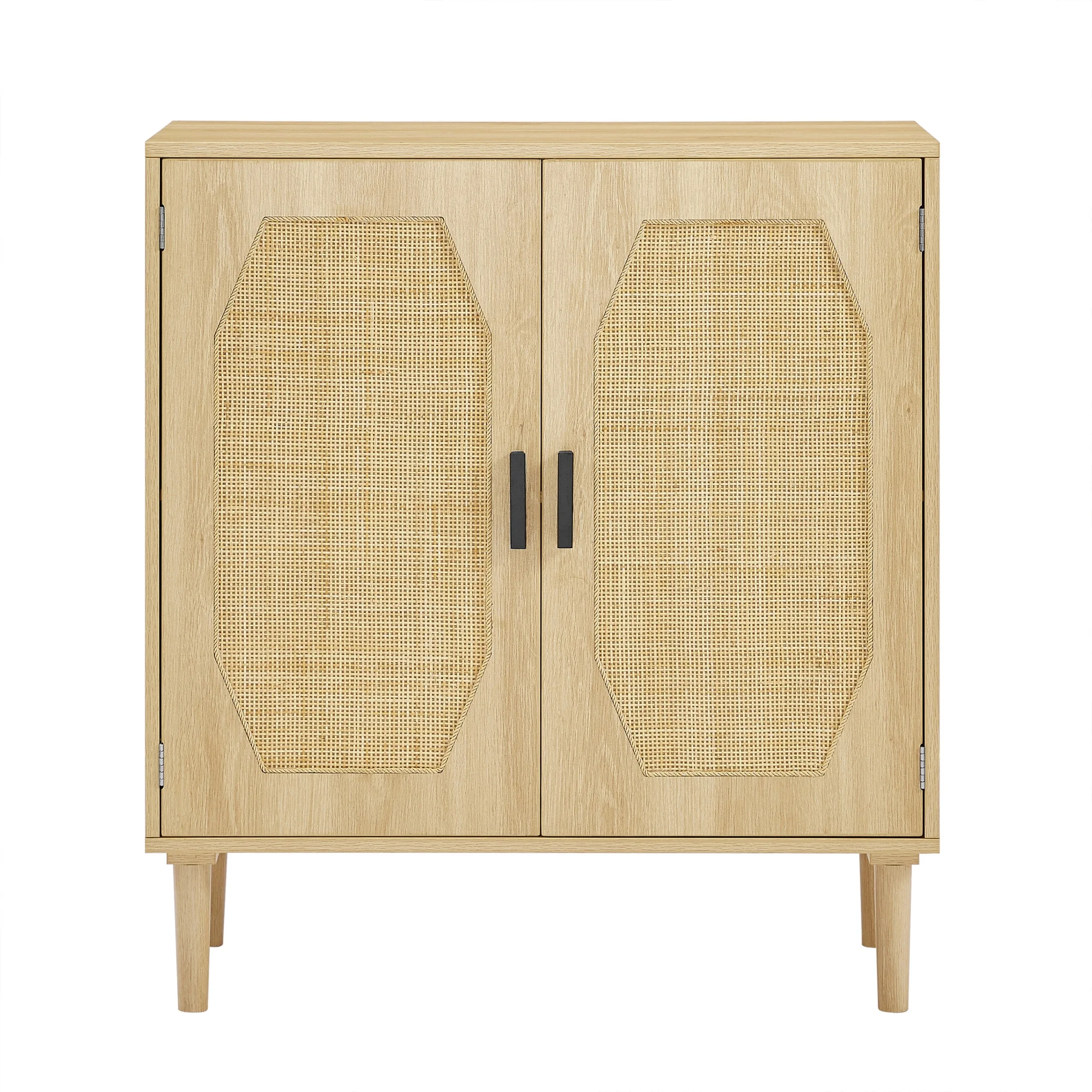 Modern Style Kitchen Storage Cabinet with Rattan Decorative Doors, Buffet, Natural, 31.5''W x 15.8''D x 34.6H.