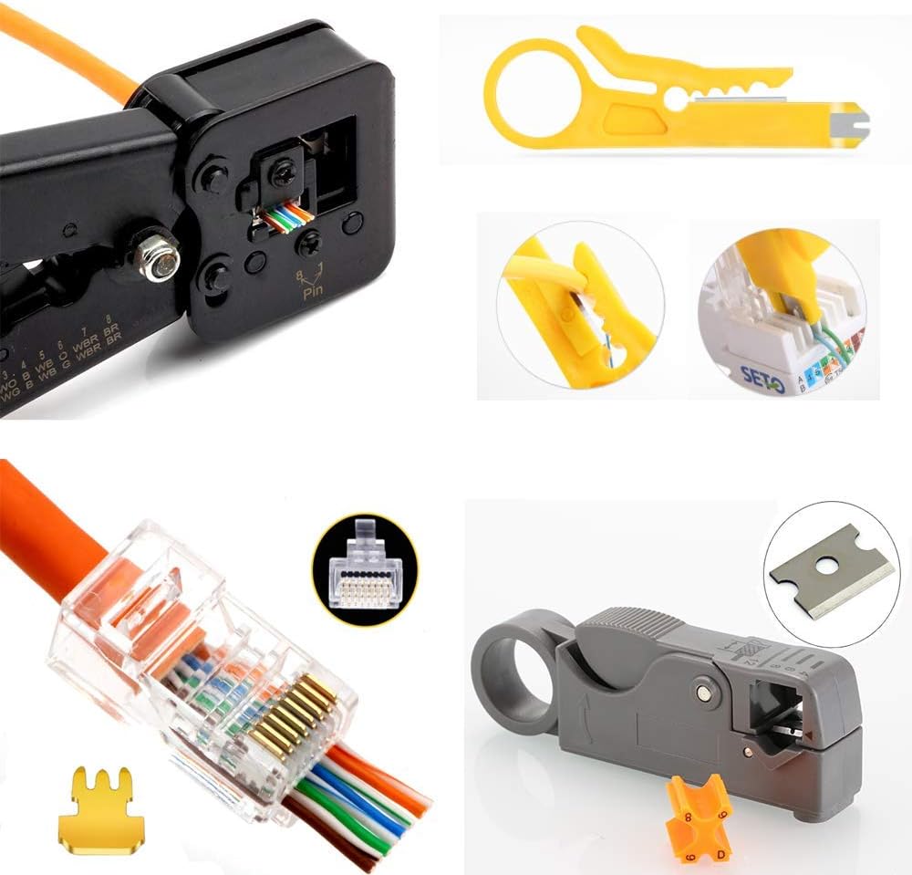 Professional 13 in 1 Network Computer Maintenance Repair Kit，ethernet crimper kit - RJ45 Crimp Tool , RJ45 Network Cable Tester