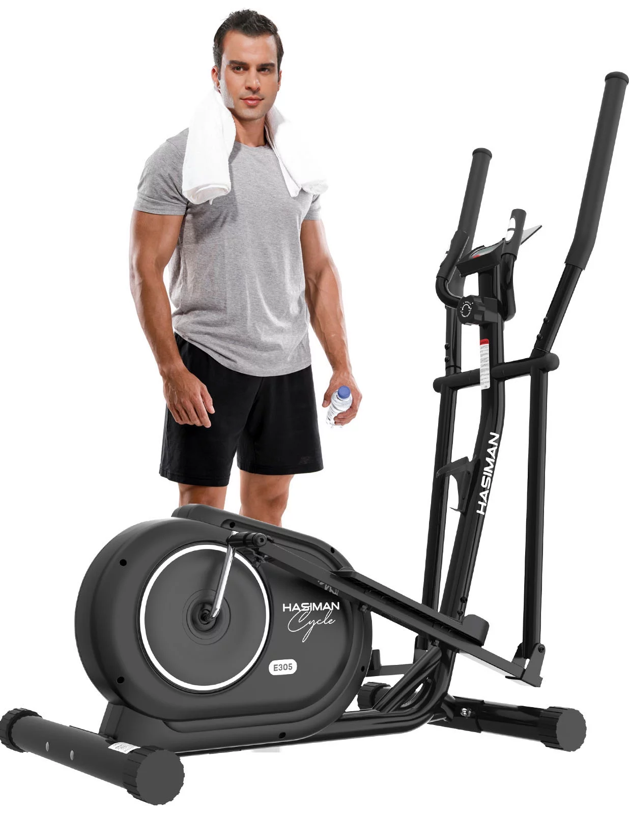 Pooboo Silent Magnetic Elliptical Bike Stationary Exercise Machine for Home Gym Cardio Workout 300lb