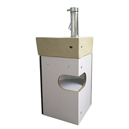 Renovators Supply Myrtle 16 1/2x22 Small Corner Cabinet Vanity Bathroom Sink White with Faucet Drain and Overflow