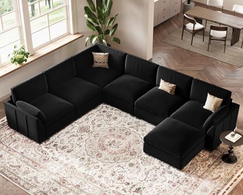 Belffin Extra Large Modular Sectional Sofa,106.3" 4-Seater L Shaped Couch,Velvet Convertible Sectional Couches for Living Room