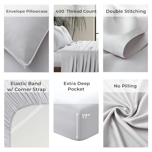 Luxury Bamboo Market | Queen Size Bed Sheet Set | 100% Viscose Made from Bamboo | Organically Grown | Ultra Soft | Cooling Sheets for Hot Sleepers |