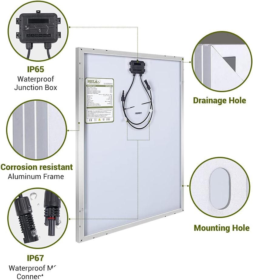 HQST 400 Watt 12 Volt Monocrystalline Solar Panel Kit with 30A PWM Charge Controller, Z Bracket
