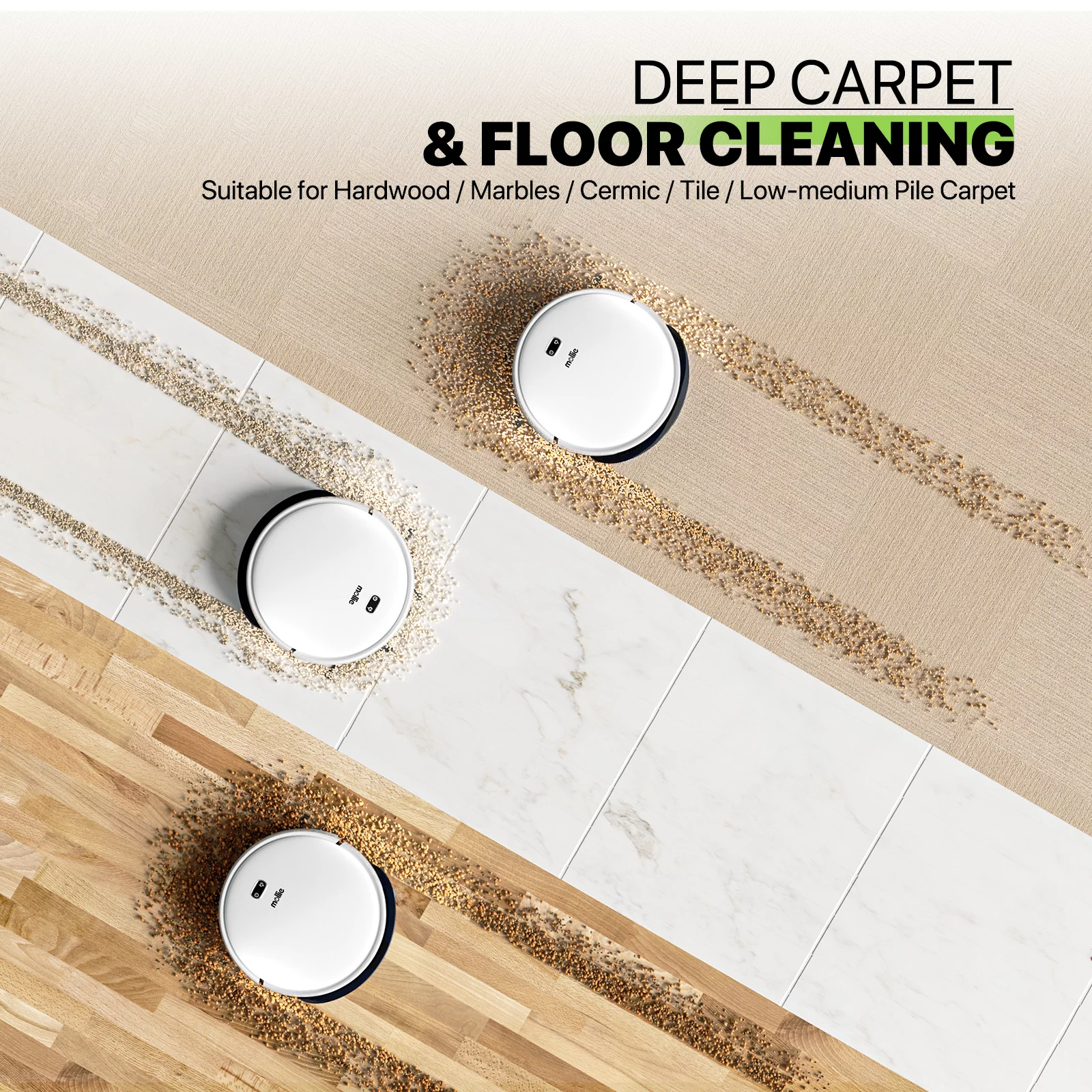 Magshion Robot Vacuum Cleaner, 2 in 1 Robot Vacuum and Mop Combo, Automatic Self-Charging Robotic Vacuum With WIFI Connection