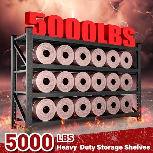 5000LBS Heavy Duty Garage Shelving Units,71.3" Wide & Deep Storage Shelves,Metal Garage Shelves,Large Storage Rack,Steel Shelf