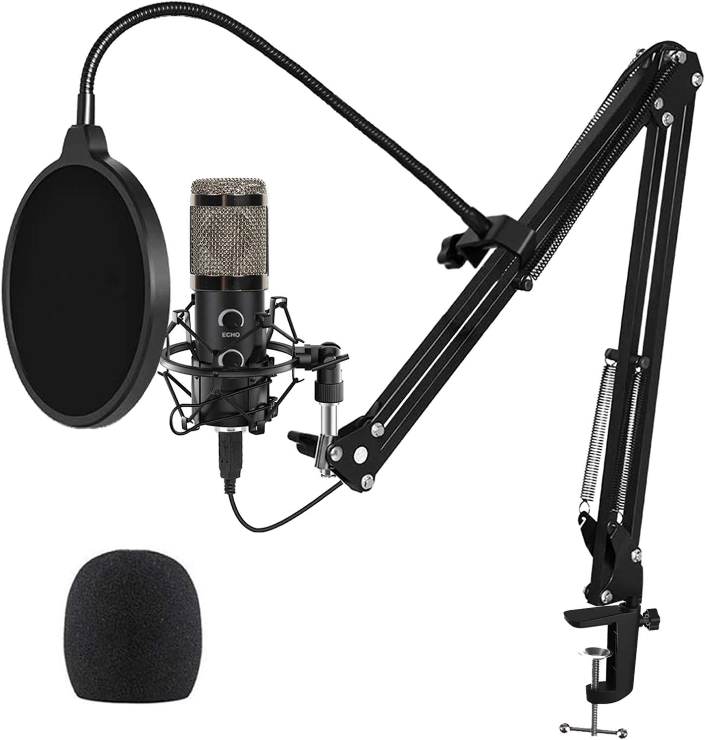 Upgraded USB Microphone for Computer, Mic for Gaming, Podcast, Live Streaming, YouTube on PC, Mic Studio Bundle with Adjustment Arm Stand