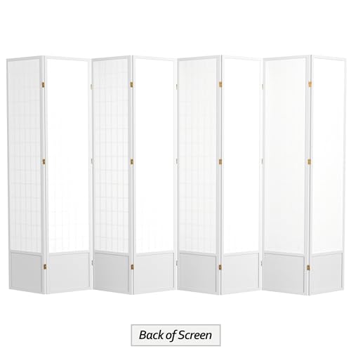 Red Lantern 7 ft. Tall Window Pane Shoji Screen-White-3 Panels Room Divider