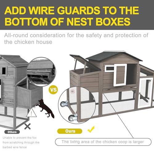 Chicken Coop Large Wooden Chicken Tractor - with Wheels Waterproof Outdoor Hen House Poultry Cage Back Yard Chicken Coops with Run