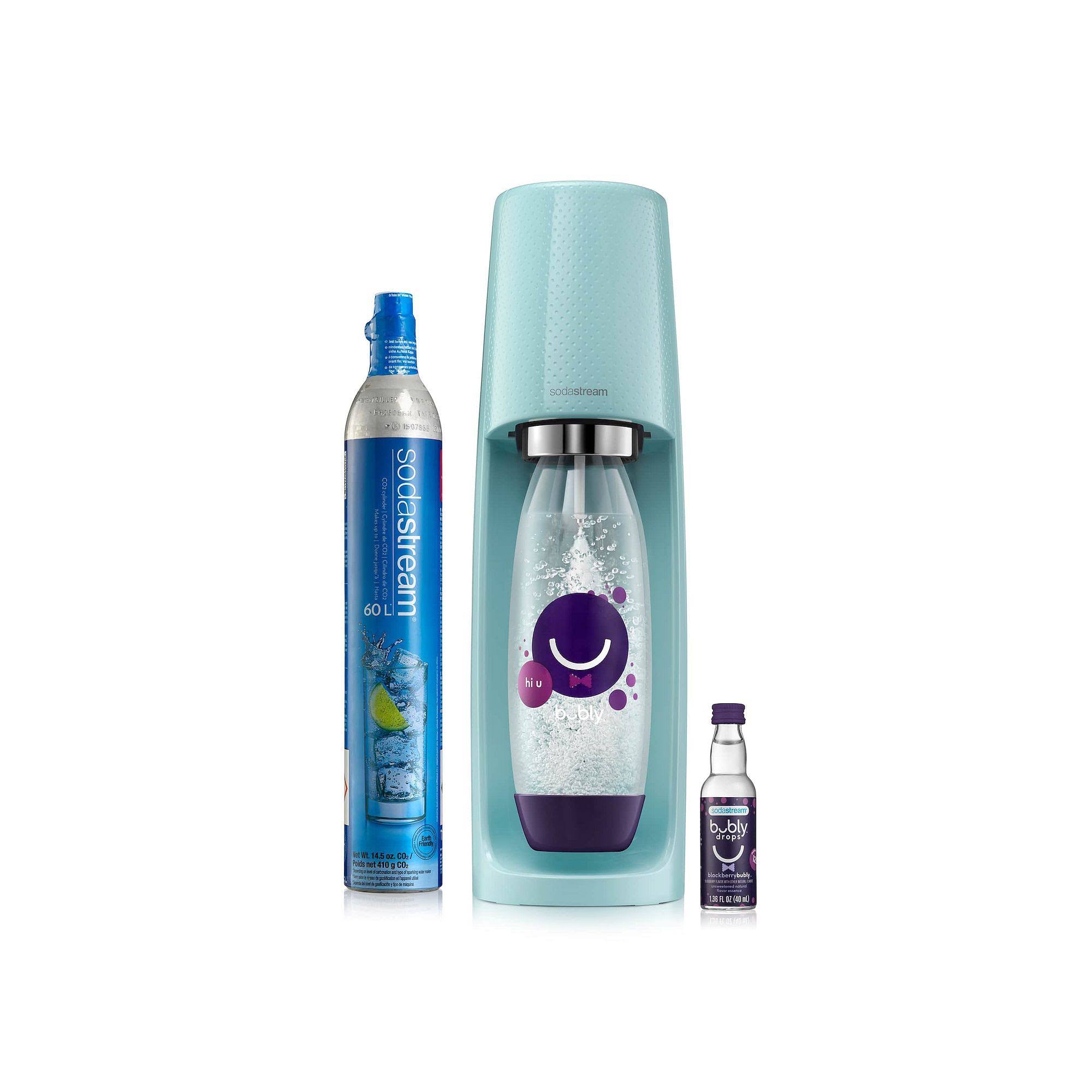 Sodastream Icy Blue Fizzi Sparkling Water Maker with bubly Blackberry Drops