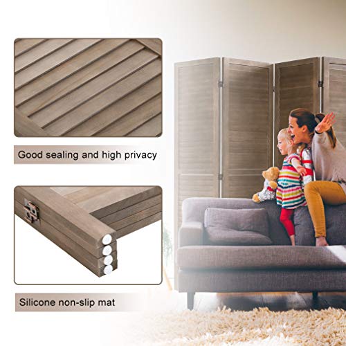 Room Divider 6 Panel Wood Privacy Screen Folding Partition Wall Room Dividers Freestanding White 5.57 FT Tall Divider for Room Separation