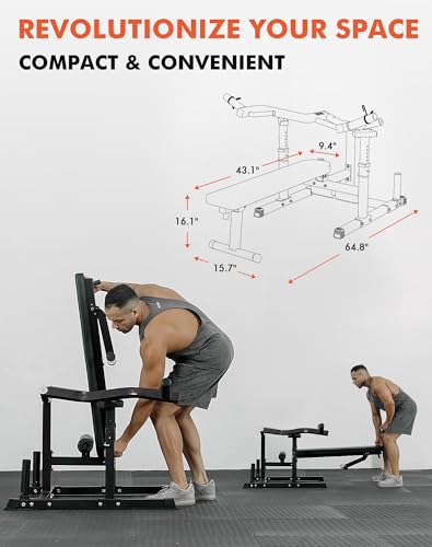 GMWD Chest Press Machine, 1050LBS Bench Press Machine with Independent Converging Arms, Adjustable Flat Incline Bench for Chest, AB Workouts