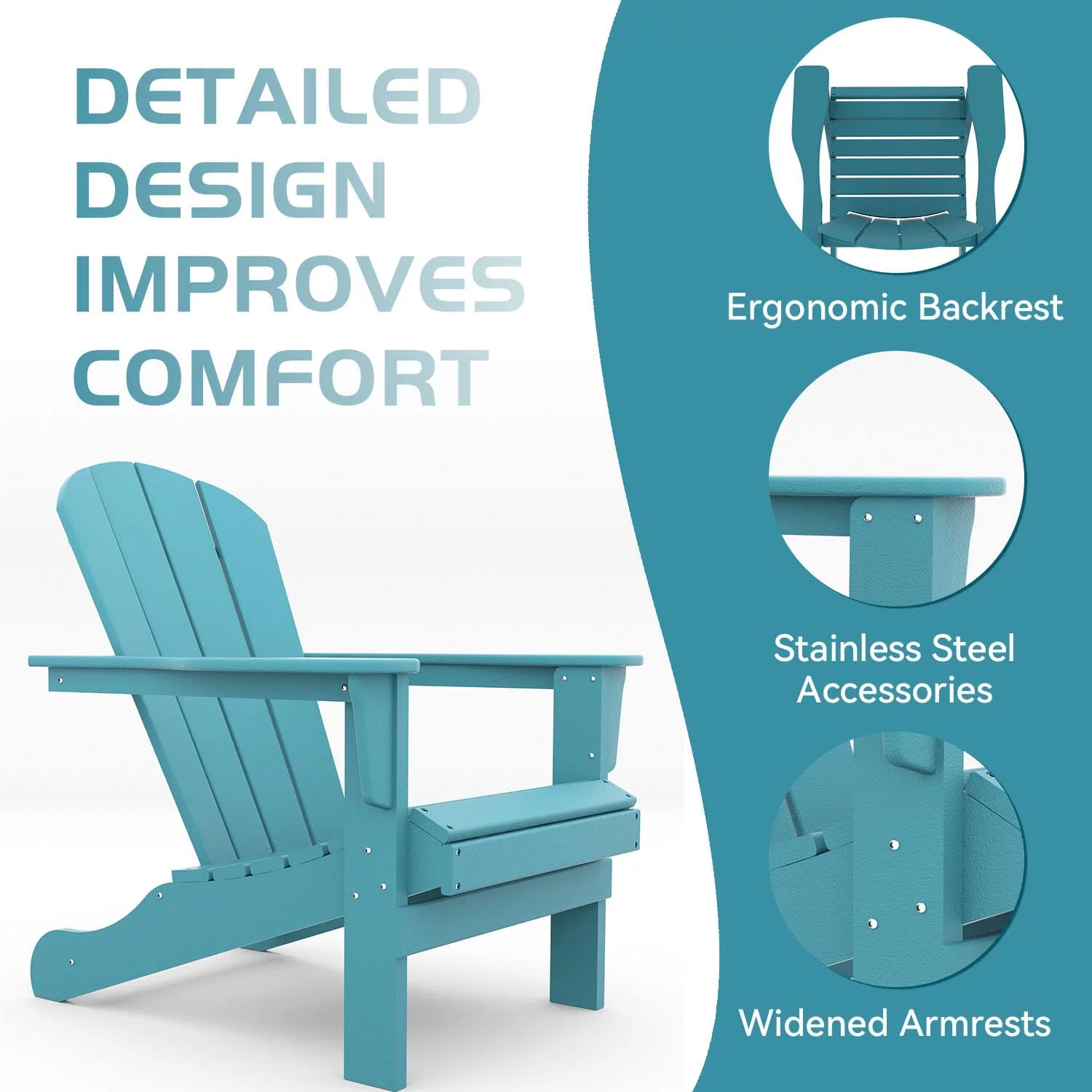 WILLIAMSPACE Adirondack Chairs Set of 2, Lifetime Outdoor Adirondack Chair Oversized Fire Pit Chair