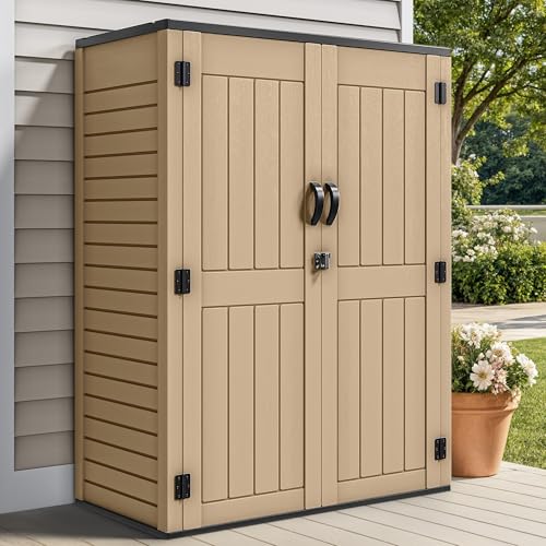 YITAHOME Outdoor Horizontal Storage Sheds w/o Shelf, Weather Resistant Resin Tool Shed, Multi-Opening Door for Storage of Bike, Trash Cans