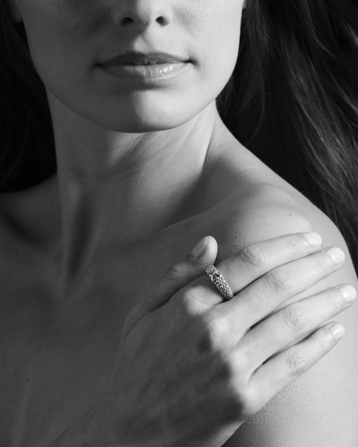 Lagos Signature Caviar Band Ring Silver