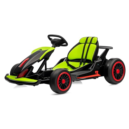 24V Go Kart for Kids, Electric Drift Kart with 2X200W Motor, 7AH Battery, Drift Function, Electric Pedals, and Safety Belt
