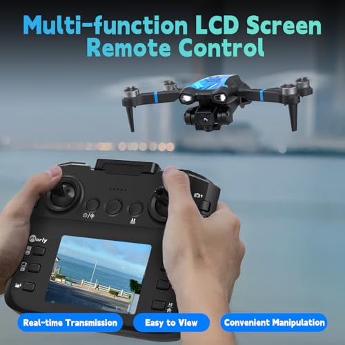 M18LCD Drone with 1080P Camera 45&deg; Adjustable Lens Brushless Motor Rechargeable LCD Remote Foldable RC Quadcopter for Beginners