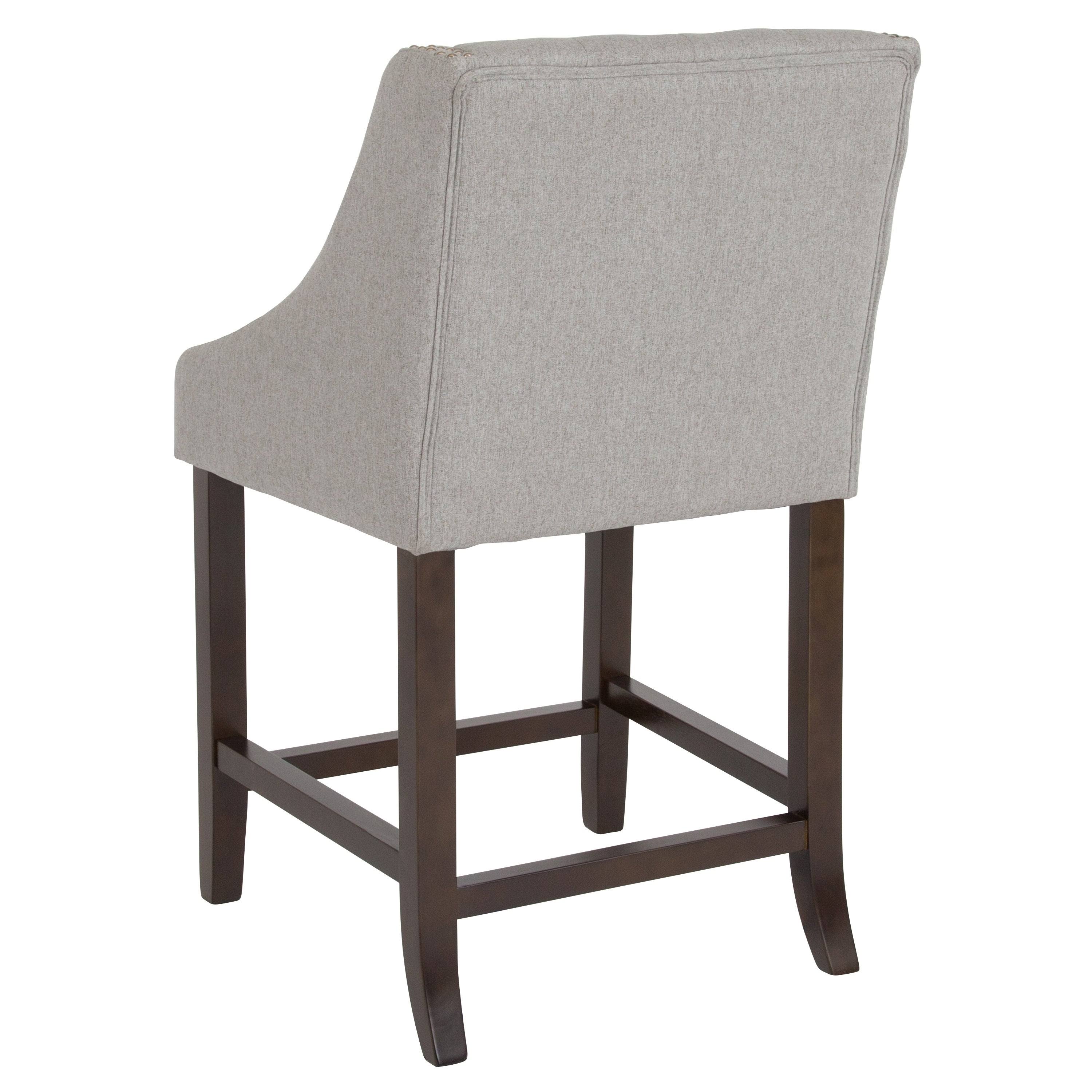 Lancaster Home 24-Inch Transitional Tufted Walnut Counter-Height Stool - Dark Grey Fabric