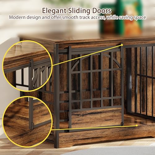 78 Inch Double Dog Crate Furniture, Extra Large Dog Kennel Indoor with Divider, Heavy Duty Dog Cage for 2 Dogs
