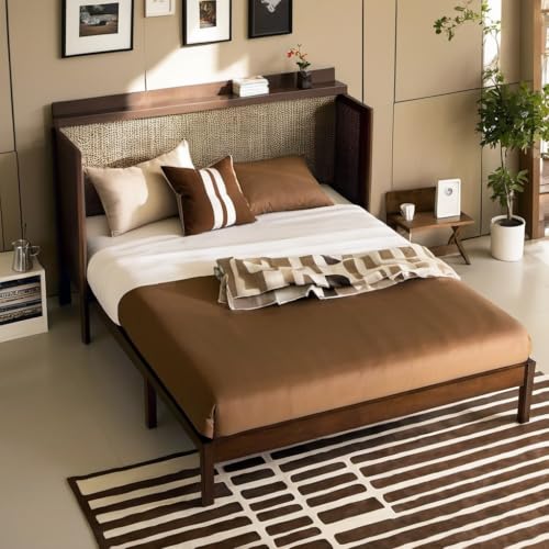 Queen Murphy Bed with Desk and Removable Shelves on Each Side, Murphy Bed Chest Murphy Bed Frame w/USB Port for Home Office, Studio or Guest Room