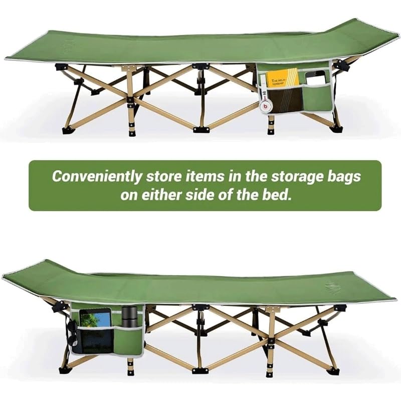Camping Cots for Adults Camp Cot 2 Side Pockets Cots for Sleeping Portable Folding Cots Extra Wider Cot