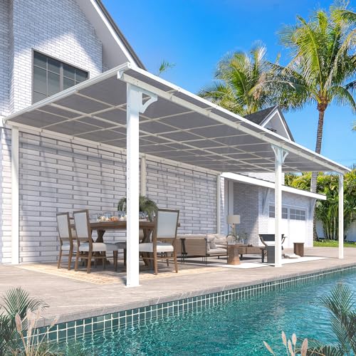 AECOJOY 10&rsquo; x 10&rsquo; Gazebo, Wall Mounted Gazebos Pergola on Clearance, Outdoor Patio Lean to Gazebo Awnings for Deck, Porch