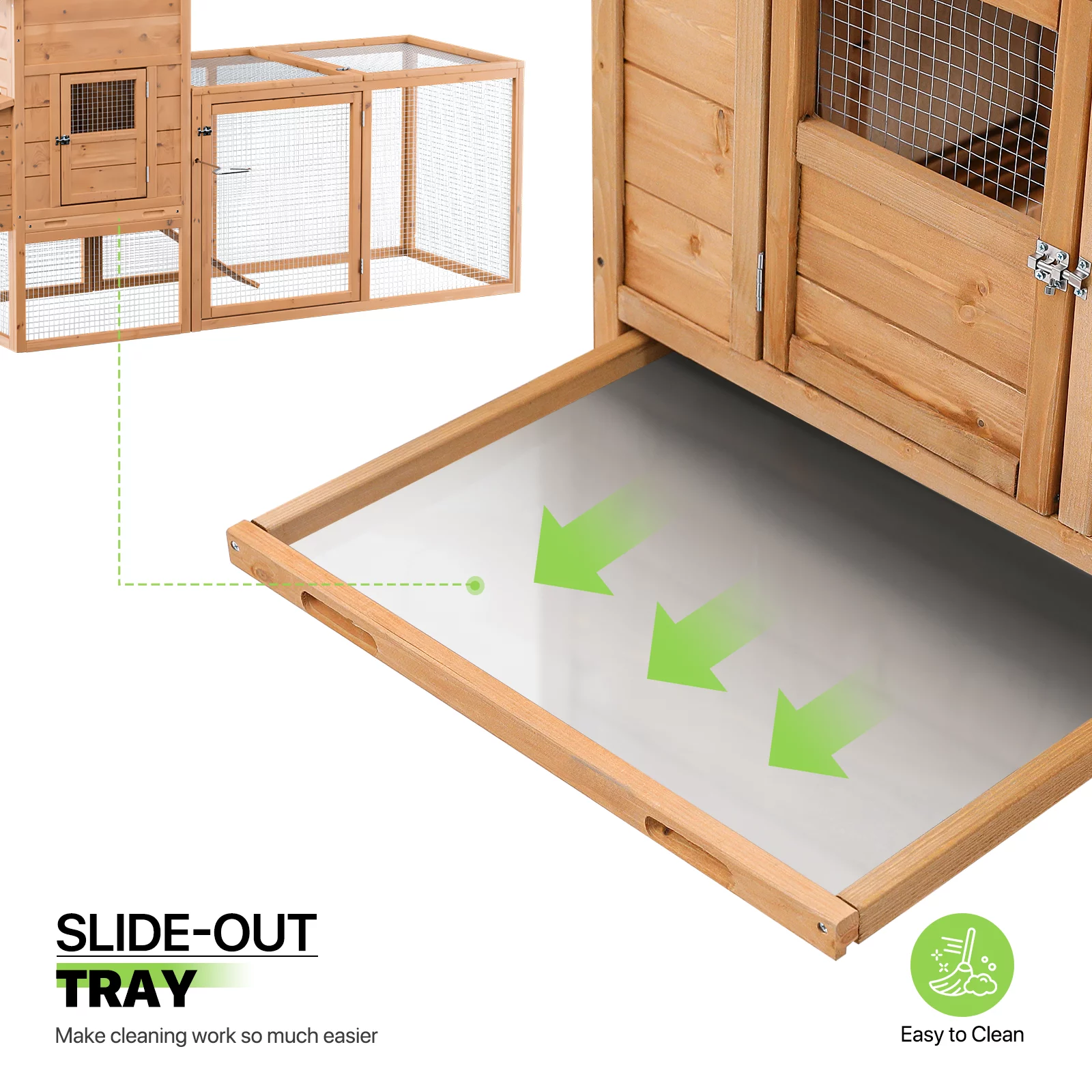 Magshion Outdoor Chicken Coop with Nesting Box, 80 inch Wooden Rabbit Hutch Poultry House with Run Cage